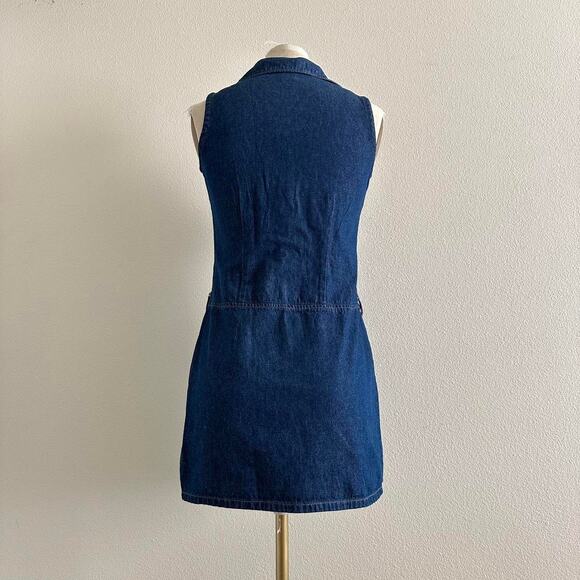 Vintage Tower Hill Sport 100% cotton sleeveless dark wash mini jean dress - Picture 4 of 12
